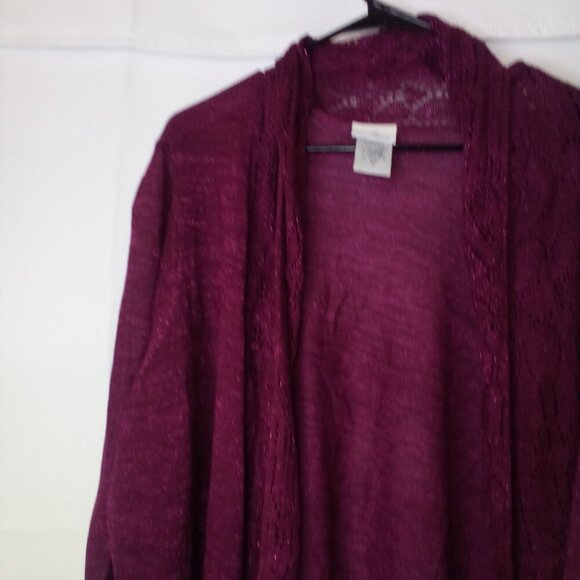 Jaclyn Smith Cardigan 3X Long Sleeve Open Front Lightweight Crochet Lace Purple - Picture 5 of 16